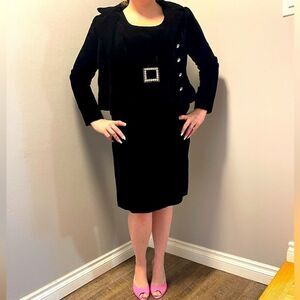 Kiki Hart New York Vintage Velvet Two Piece Cocktail Dress Set Black